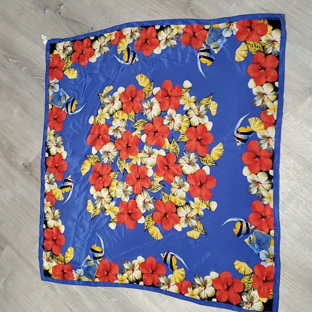 Vintage Albert Nipon Silk Floral Square Scarf - image 1